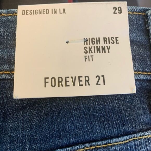 Forever 21 High Rise Skinny Raw Hem Red Stripe - Picture 10 of 12